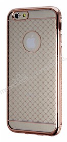 iPhone 6 Plus / 6S Plus Rose Gold Metal Kenarl Desenli Kristal Klf
