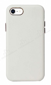 iPhone 7 / 8 Metal Tulu Beyaz Deri Klf