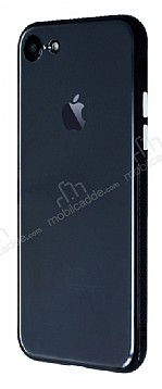 iPhone 7 / 8 Metal Tulu Siyah Silikon Kenarl effaf Klf