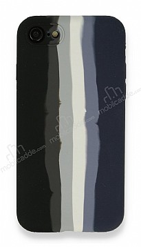 iPhone 7 / 8 Rainbow Lansman Siyah-Lacivert Silikon Klf