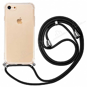 iPhone 7 / 8 Siyah Askl effaf Silikon Klf