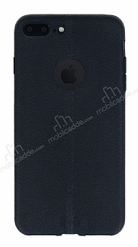 iPhone 7 Plus Deri Desenli Ultra nce Siyah Silikon Klf