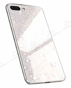 iPhone 7 Plus / 8 Plus Desenli Silikon Kenarl Beyaz Rubber Klf