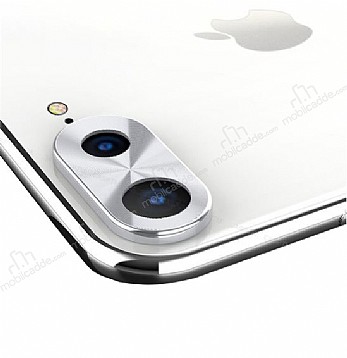 iPhone 7 Plus / 8 Plus Silver Metal Kamera Lensi Koruyucu