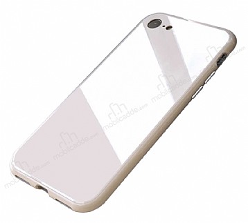 iPhone SE 2020 360 Derece Koruma Manyetik Cam Beyaz Klf