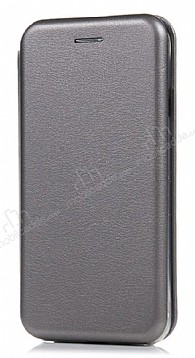 iPhone SE 2020 Curve Manyetik Kapakl Silver Deri Klf