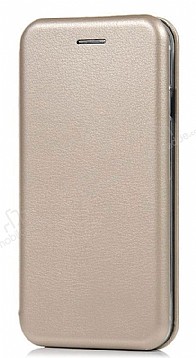iPhone SE 2020 Curve Manyetik Kapakl Gold Deri Klf