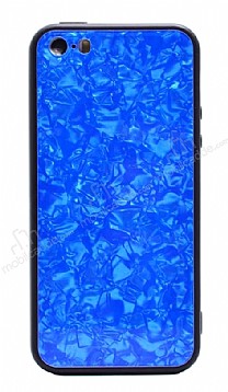 iPhone SE 2020 Desenli Silikon Kenarl Mavi Rubber Klf