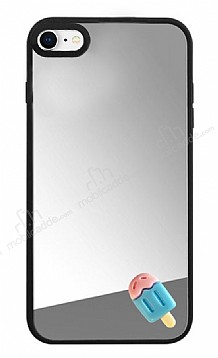 iPhone SE 2020 Dondurma Figrl Aynal Silver Rubber Klf