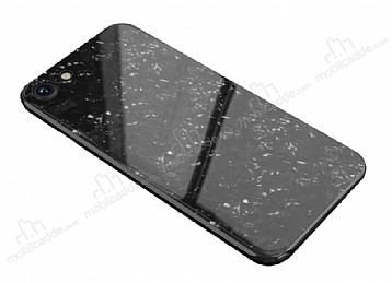 iPhone SE 2020 Granit Desenli Siyah Rubber Klf