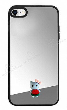 iPhone SE 2020 Kedi Figrl Aynal Silver Rubber Klf