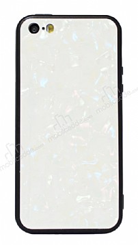 iPhone SE / 5 / 5S Desenli Silikon Kenarl Beyaz Rubber Klf