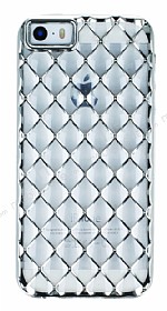 iPhone SE / 5 / 5S Diamond Silver Kenarl effaf Silikon Klf