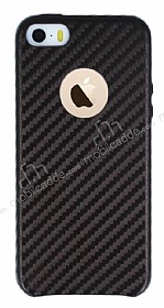iPhone SE / 5 / 5S Karbon Grnml Kahverengi Rubber Klf