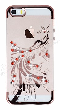 iPhone SE / 5 / 5S Rose Gold Peacock Tal effaf Silikon Klf