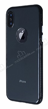 iPhone X / XS Metal Tulu Siyah Silikon Kenarl effaf Klf