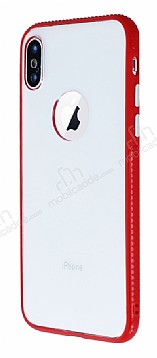 iPhone X / XS Metal Tulu Krmz Silikon Kenarl effaf Klf