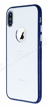 iPhone X / XS Metal Tulu Silikon Lacivert Kenarl effaf Klf