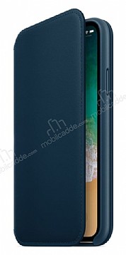 iPhone X / XS Orjinal Leather Folio Cosmos Blue Klf