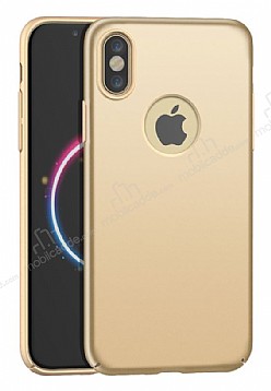 iPhone X / XS Tam Kenar Koruma Gold Rubber Klf
