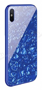 iPhone X / XS Granit Desenli Mavi Rubber Klf