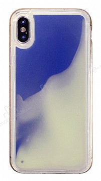 iPhone X / XS Neon Kumlu Mavi Silikon Klf