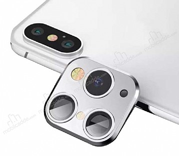 iPhone X / XS to iPhone 11 Pro / Max eviren Silver Kamera Koruyucu