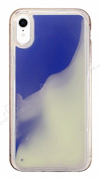 iPhone XR Neon Kumlu Mavi Silikon Klf