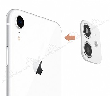 iPhone XR to iPhone 11 eviren Beyaz Kamera Koruyucu