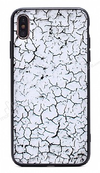 iPhone XS Max Marble Beyaz Silikon Klf