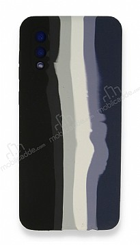 Samsung Galaxy A02 Rainbow Lansman Siyah-Lacivert Silikon Klf