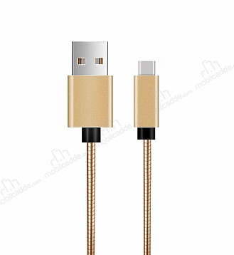 ivon USB Type-C Gold Metal Ksa Data Kablosu 20cm
