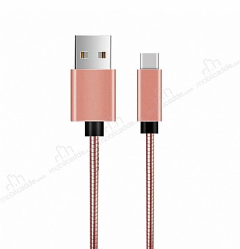 ivon USB Type-C Rose Gold Metal Ksa Data Kablosu 20cm