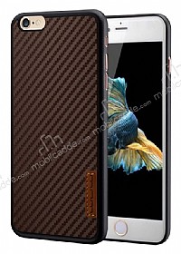 JLW iPhone 6 Plus / 6S Plus Silikon Kenarl Karbon Kahverengi Rubber Klf