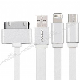 Joyroom Apple & Lightning & Micro USB Beyaz Ksa arj Kablosu 138cm
