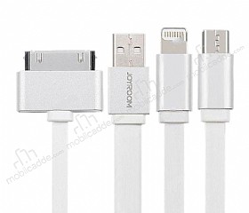 Joyroom Apple & Lightning & Micro USB Beyaz arj Kablosu 1.38m