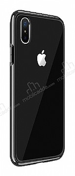 Joyroom Bar Glass iPhone X / XS Siyah Kenarl Rubber Klf