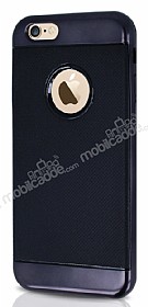 Joyroom Blade Series iPhone 6 / 6S Metalik Kenarl Siyah Silikon Klf