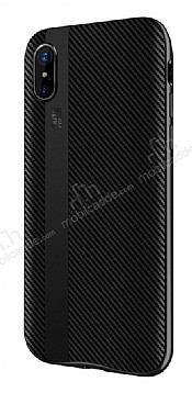 Joyroom Bumblebee iPhone X / XS Siyah Kenarl Karbon Silikon Klf