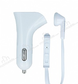 Joyroom ift USB Girili Ara Beyaz arj Aleti ve Kulakii Kulaklk Seti