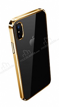 Joyroom Front Line iPhone X / XS Gold Kenarl Rubber Klf