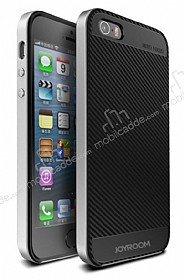Joyroom iPhone SE / 5 / 5S Silver Kenarl Karbon Silikon Klf