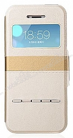 Joyroom iPhone SE / 5 / 5S Tiffany Pencereli nce Kapakl Gold Deri Klf