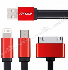 Joyroom Apple & Lightning & Micro USB Krmz Ksa arj Kablosu 138cm