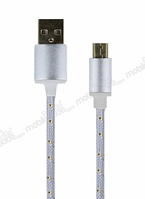 Cortrea Micro USB Dayankl Halat Silver Data Kablosu 1,50m