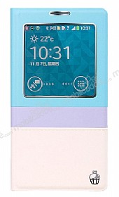 Joyroom Samsung N9000 Galaxy Note 3 Tiffany Uyku Modlu Pencereli Mavi Deri Klf