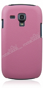 JZZS Samsung i8190 Galaxy S 3 Mini Ak Pembe Sert Deri Desenli Rubber Klf