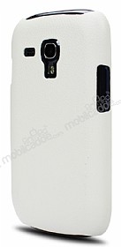 JZZS Samsung i8190 Galaxy S 3 Mini Beyaz Sert Deri Desenli Rubber Klf