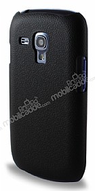 JZZS Samsung i8190 Galaxy S 3 Mini Siyah Sert Deri Desenli Rubber Klf