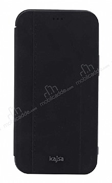 Kajsa iPhone 12 Pro Max 6.7 in Dale Parallel PU Folio Kapakl Siyah Klf